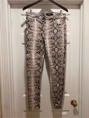Hudson Barbara skinny Beige & Brown Snake-Print Skinny Jeans